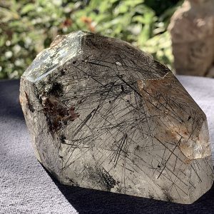 Polished Black Tourmaline Included Quartz Point