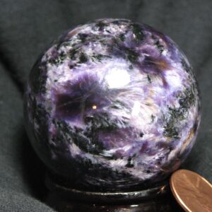 Parquet Charoite Sphere with Aegirine & Tinaksite