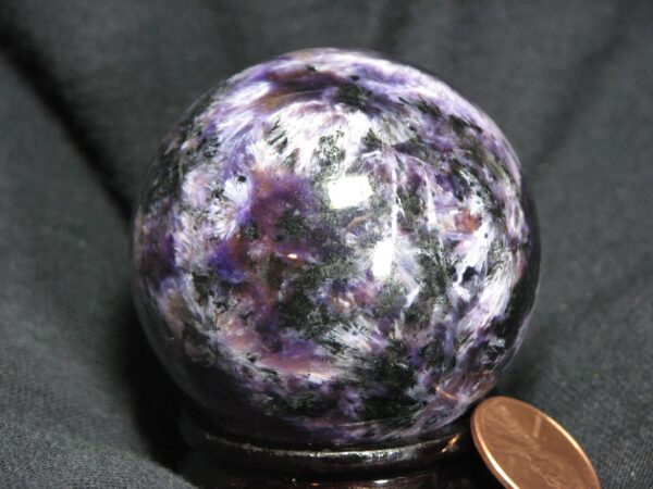 Parquet Charoite Sphere with Aegirine & Tinaksite - Image 4