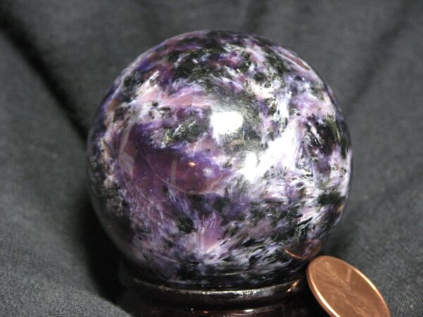 Parquet Charoite Sphere with Aegirine & Tinaksite - Image 5