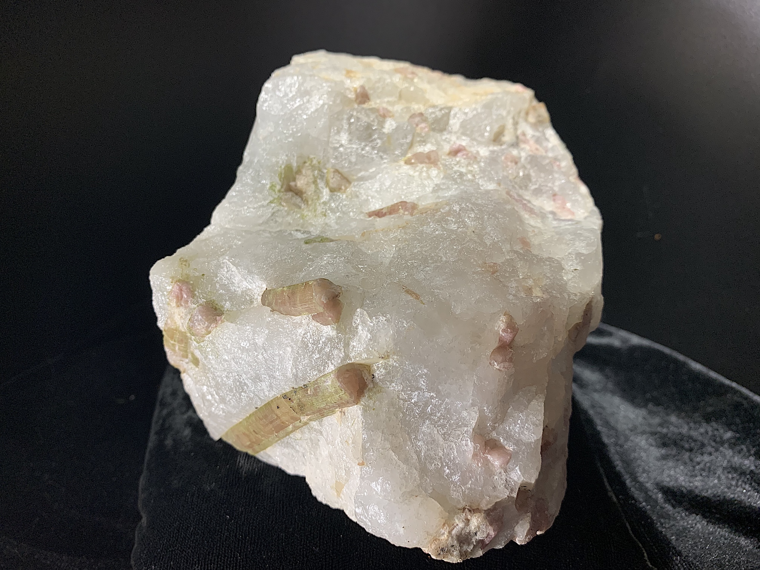 Green and Pink Tourmaline in Quartz Boulder