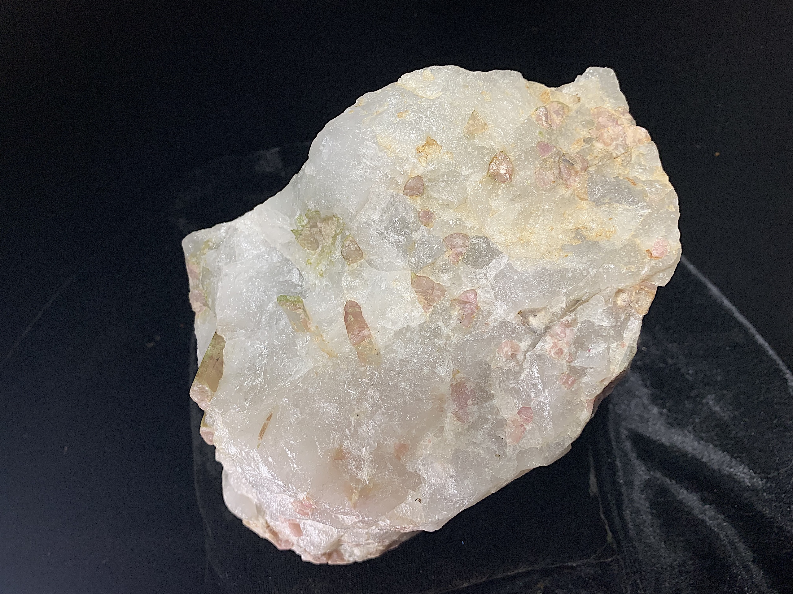 Green and Pink Tourmaline in Quartz Boulder - Image 5