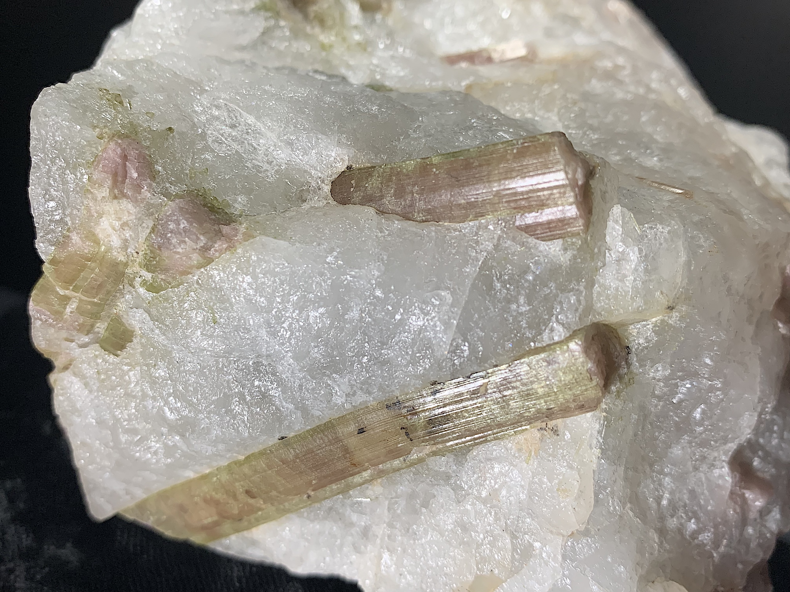 Green and Pink Tourmaline in Quartz Boulder - Image 6