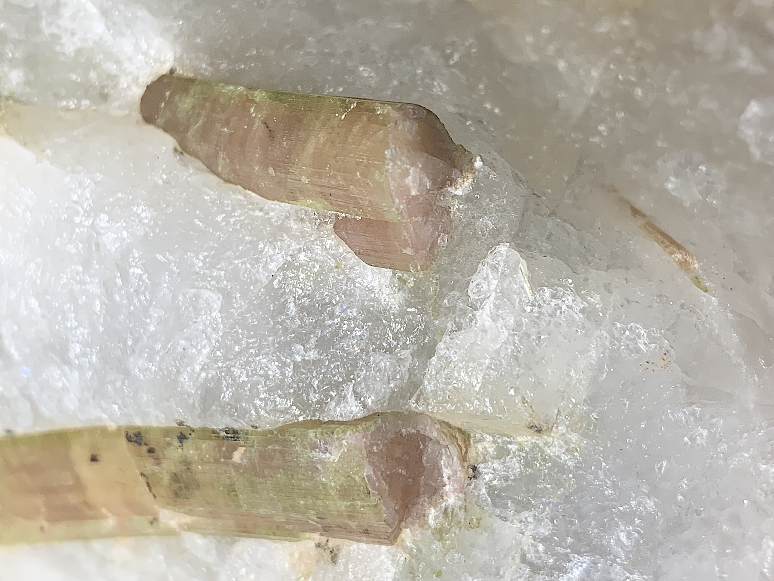 Green and Pink Tourmaline in Quartz Boulder - Image 9