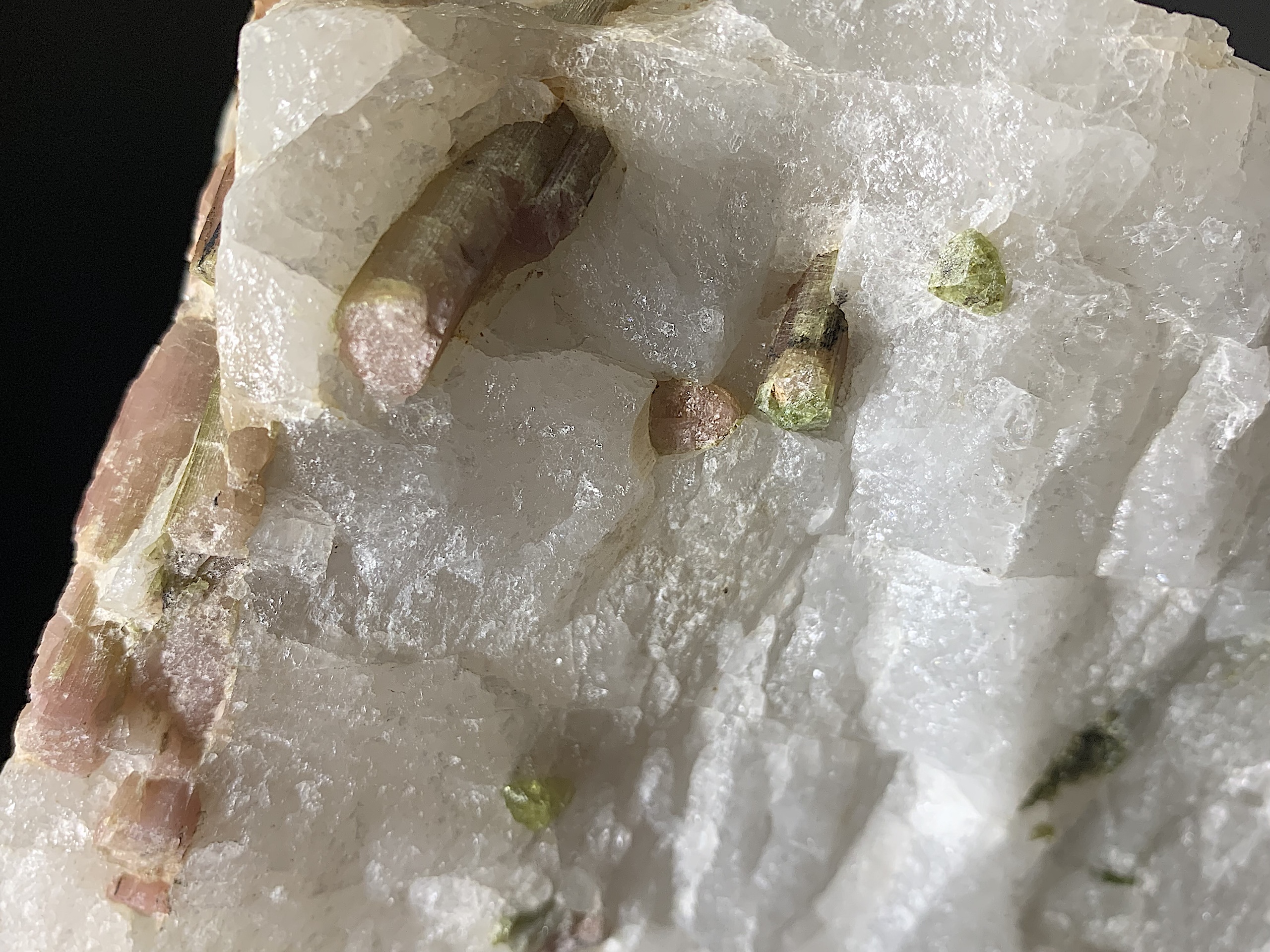 Green and Pink Tourmaline in Quartz Boulder - Image 12