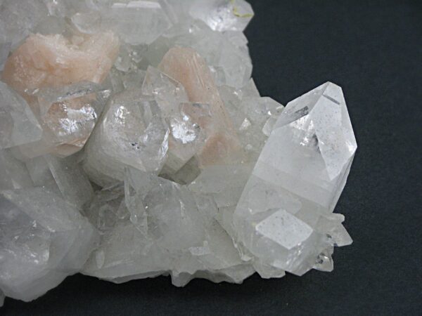 Apophyllite Cluster with Stilbite and Dark Quartz Druze - Image 6