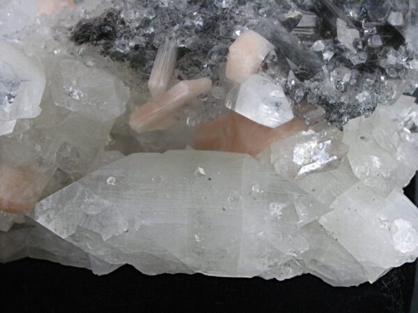 Apophyllite Cluster with Stilbite and Dark Quartz Druze - Image 8