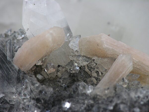 Apophyllite Cluster with Stilbite and Dark Quartz Druze - Image 10