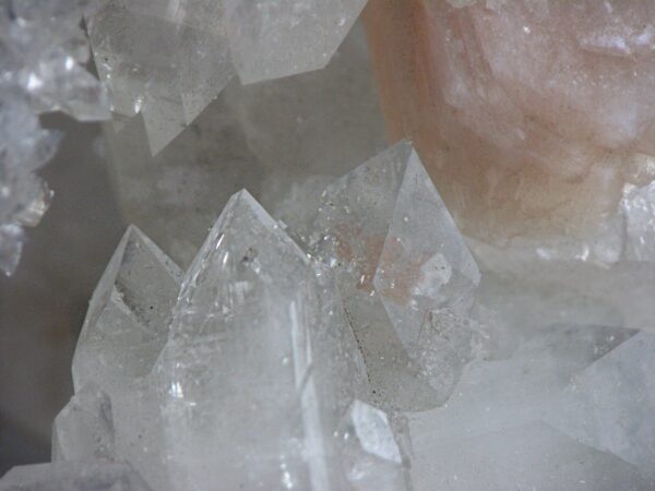 Apophyllite Cluster with Stilbite and Dark Quartz Druze - Image 11