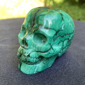 Malachite Geode Crystal Skull