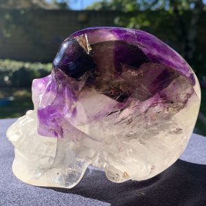 Amethyst and Clear Quartz Crystal Skull